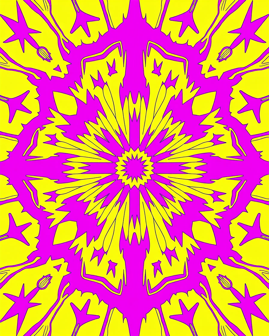 Vibrant Neon Starburst Patterned Rug