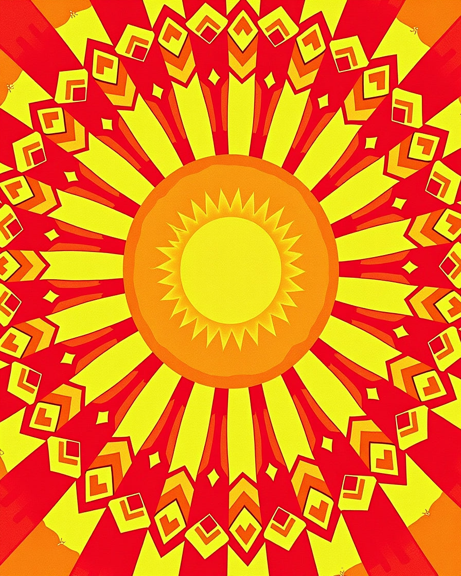 Radiant Sunburst Geometric Pattern Rug