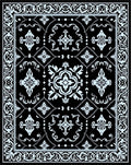 Ornate Floral Black White Pattern Rug