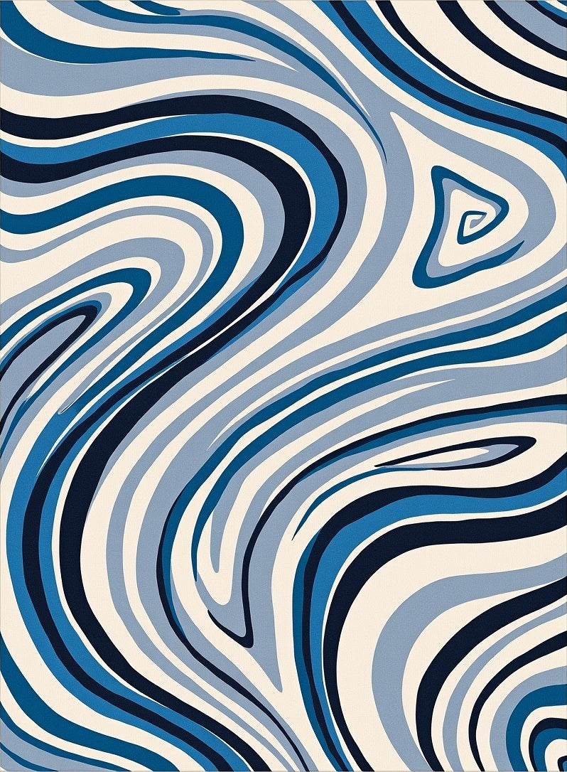 Cool Blue Swirl Pattern Rug