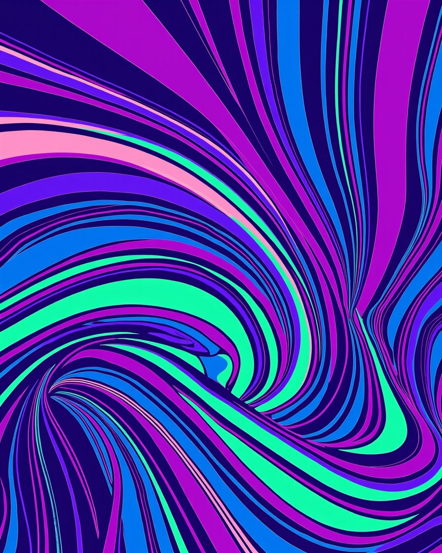 Vivid Swirl Line Art Pattern Rug