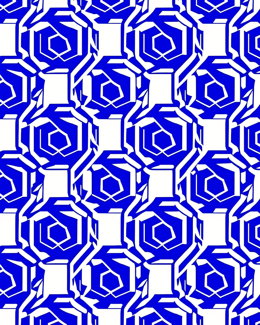 Bold Blue Geometric Abstract Pattern Rug