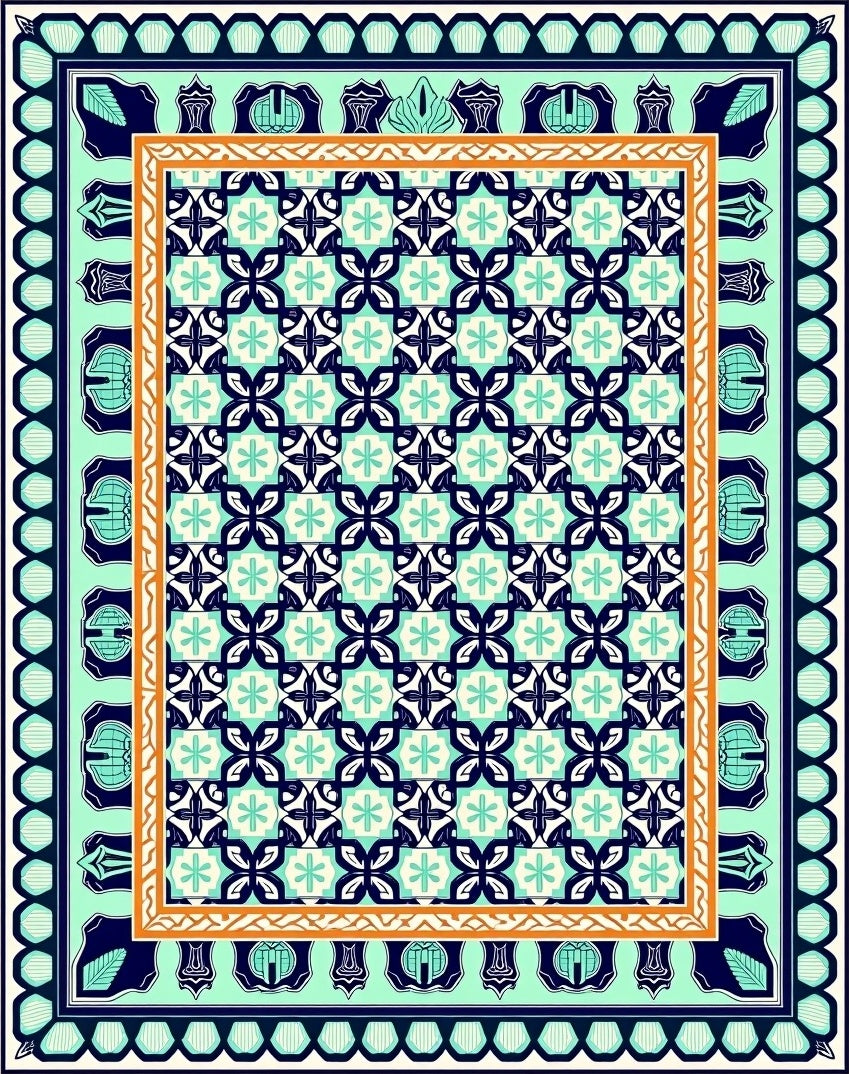 Geometric Mosaic Mint Teal Rug