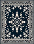 Ornate Cream Floral Scrollwork Rug
