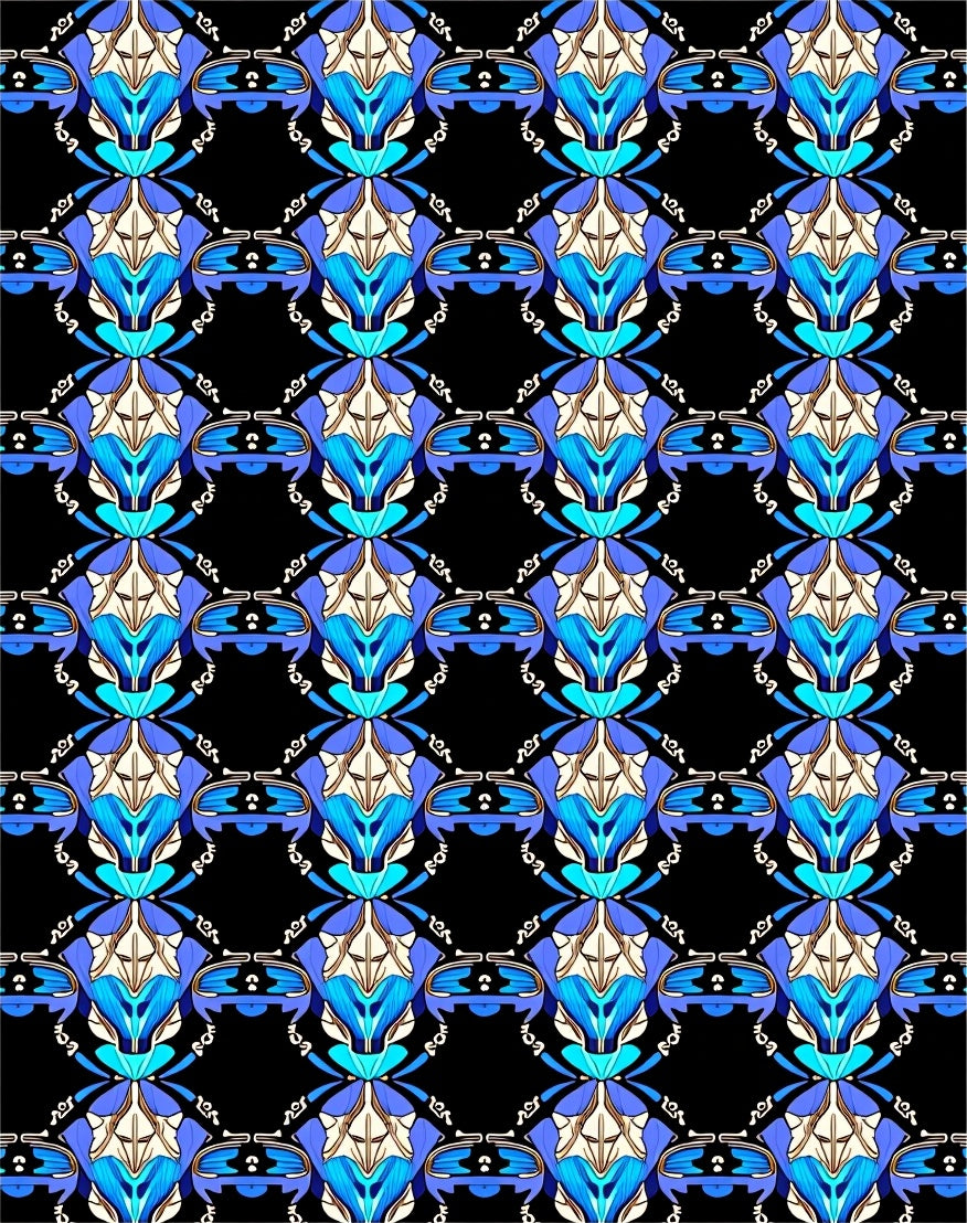 Bold Blue White Symmetry Design Rug