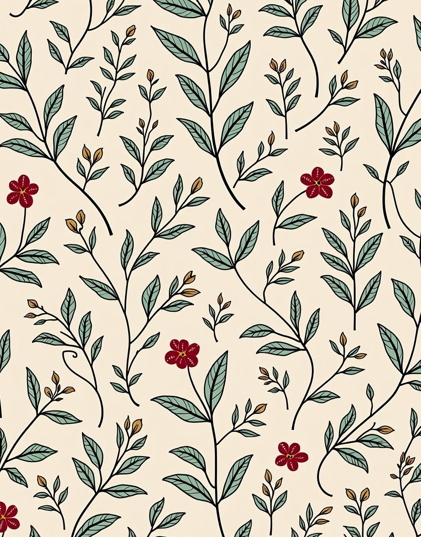 Elegant Floral Branch Botanical Pattern Rug
