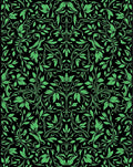 Vibrant Green Vines Scrollwork Rug