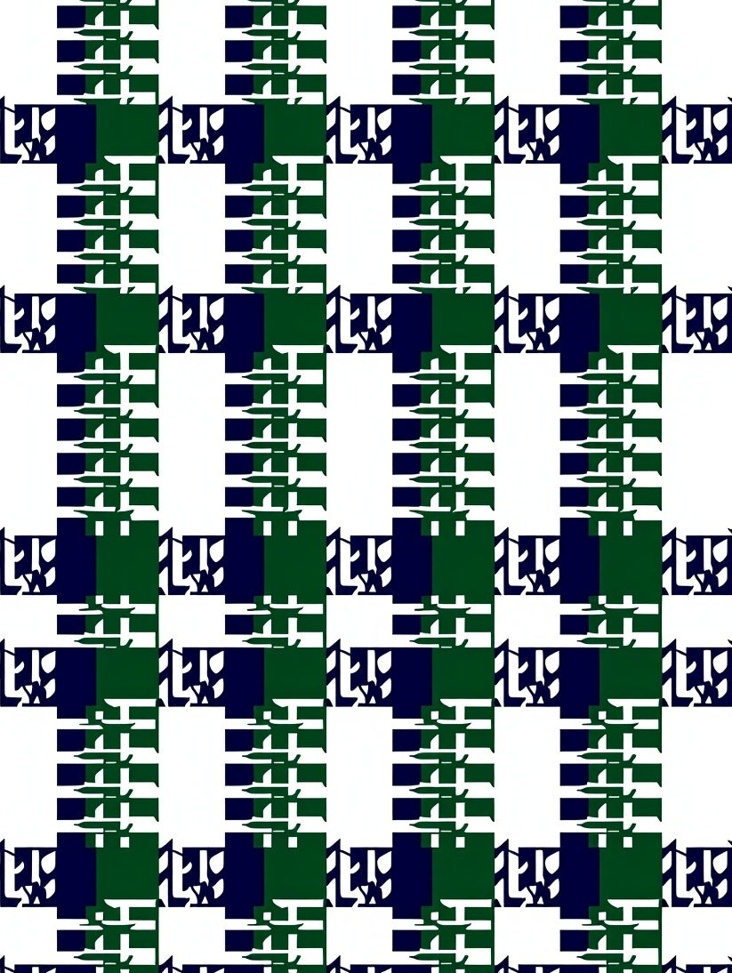 Bold Green Navy Plaid Design Rug