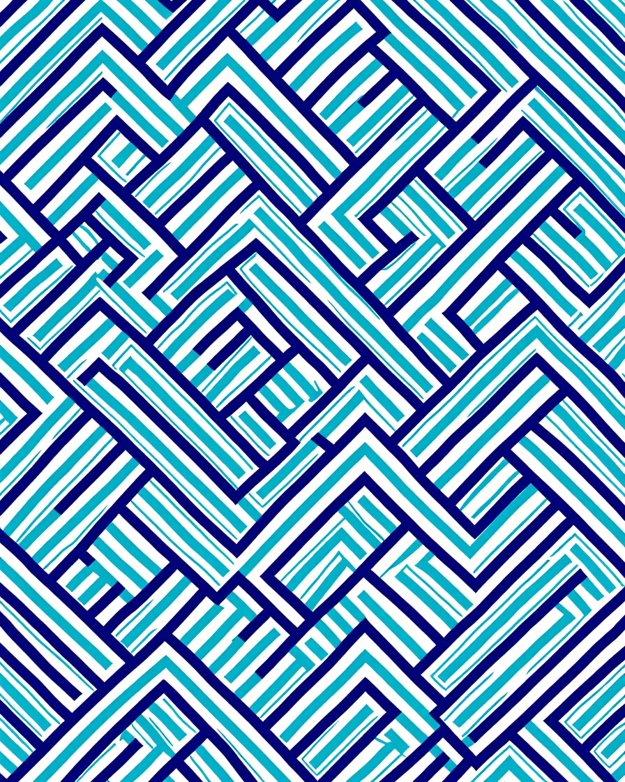Interlocking Blue Geometric Abstract Rug