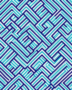 Interlocking Blue Geometric Abstract Rug
