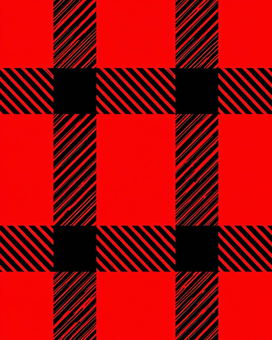 Red Black Plaid Checkered Pattern Rug