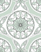 Mint Green Medallion Organic Pattern Rug