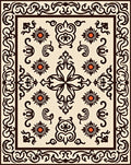 Ornate Floral Pattern Cream Brown Rug
