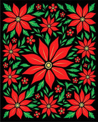 Vibrant Red Poinsettia Floral Collage Rug