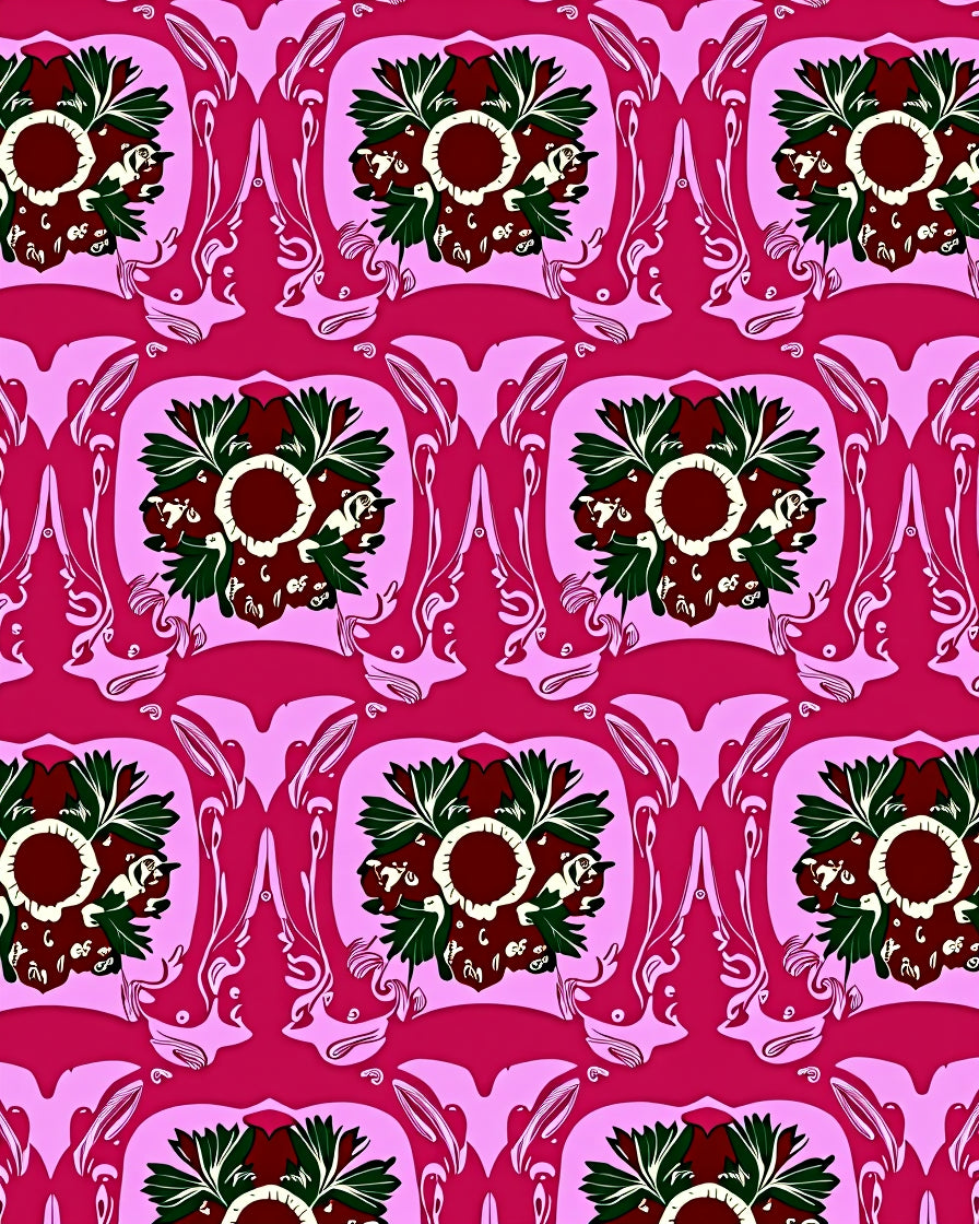 Bold Floral Pattern With Pink Accent Rug