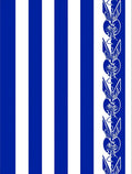 Blue White Striped Bunny Border Rug