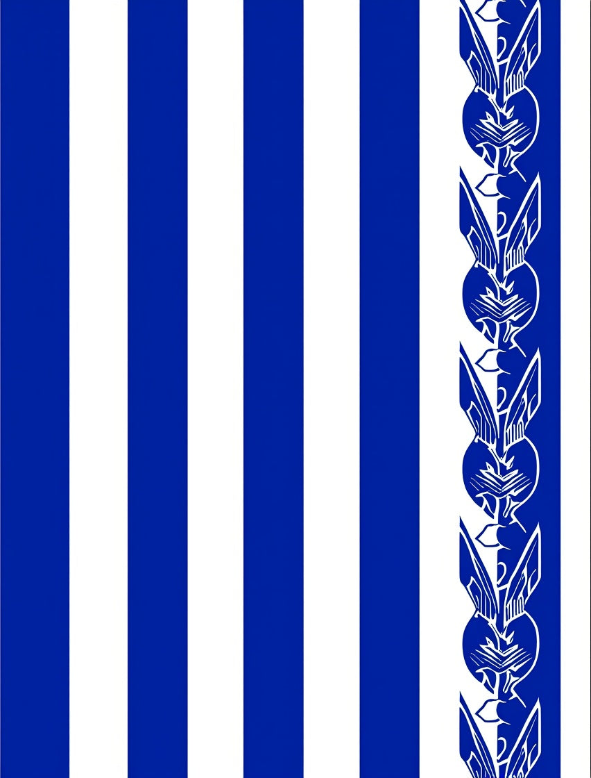 Blue White Striped Bunny Border Rug