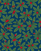 Foliage Red Berry Deep Blue Rug
