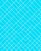 Bright Blue White Linear Pattern Rug