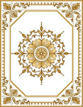 Golden Floral Medallion Border Rug