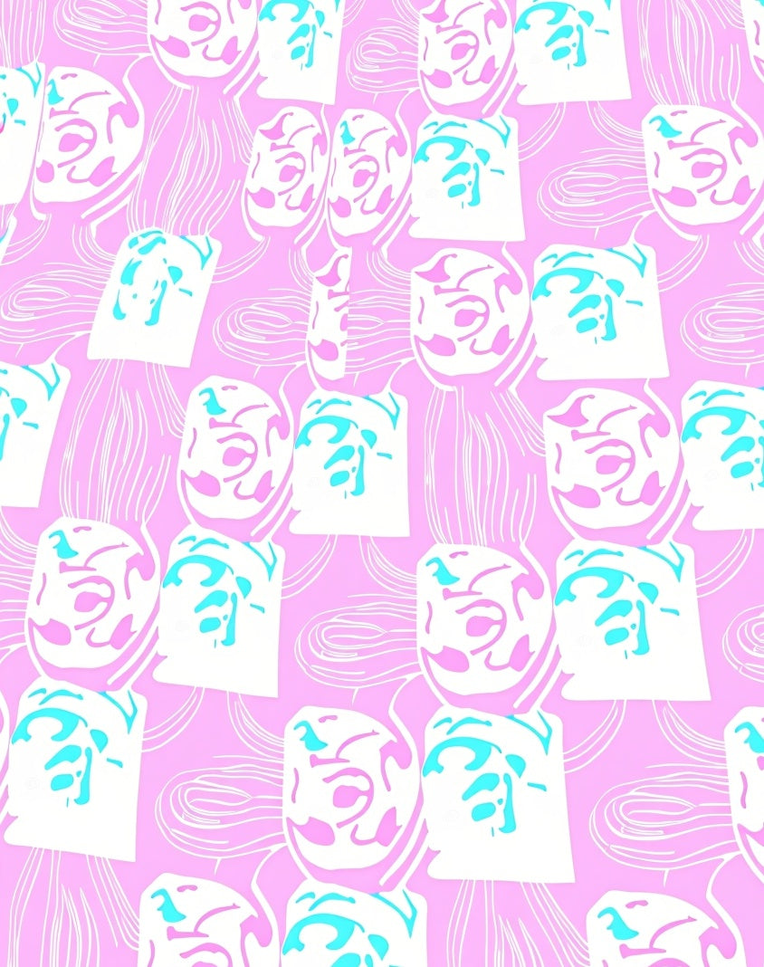 Pink Abstract Swirls Shapes Rug