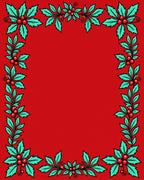 Festive Green Holly Red Berry Frame Rug