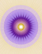 Radiant Purple Yellow Sunburst Design Rug