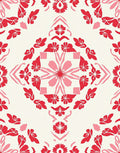 Red Pink Floral Mandala Pattern Rug