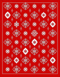 Red White Scandinavian Snowflake Pattern Rug