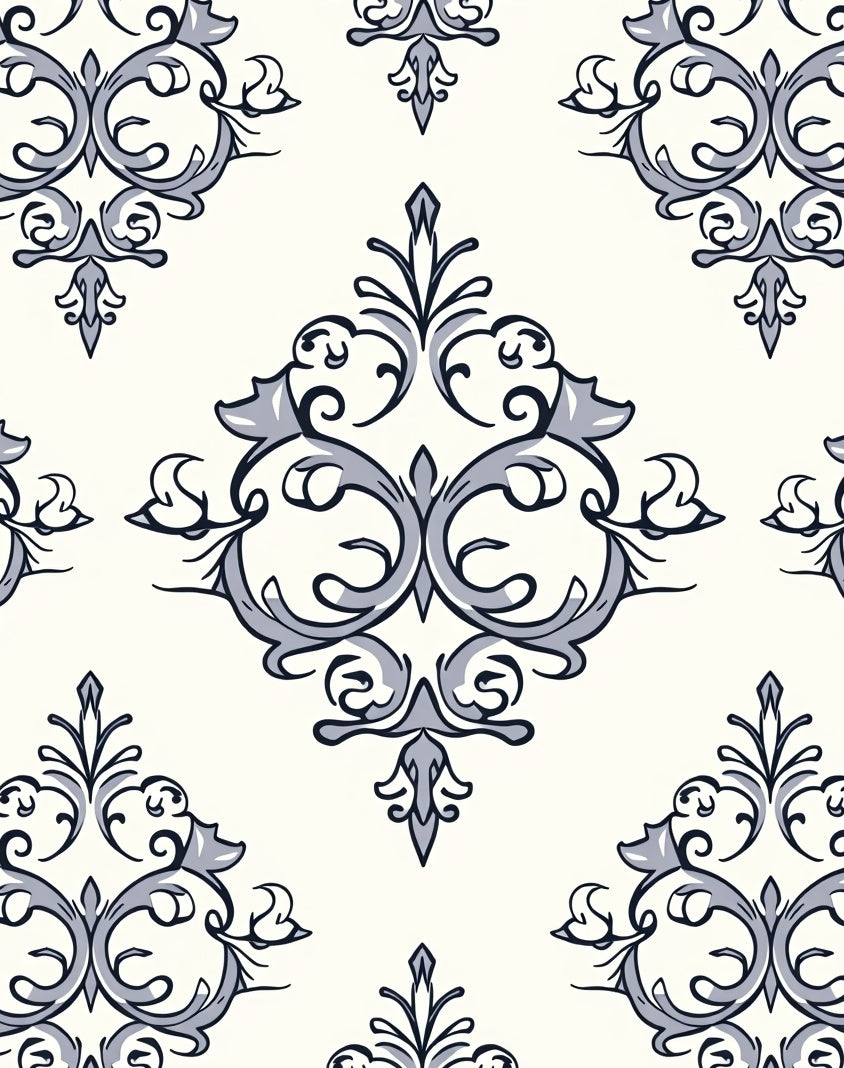 Ornate Vintage Scrollwork Pattern Rug