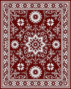 Rich Red White Floral Medallion Pattern Rug