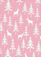 Pink Forest Deer And Pine Trees Rug