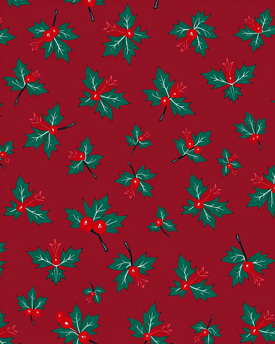 Festive Holly Berry Pattern Accent Rug