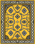 Golden Yellow Ornate Floral Scroll Rug