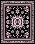 Black Blush Floral Medallion Border Rug