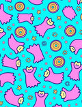 Playful Pink Creatures Floral pattern Rug