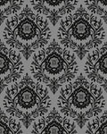 Black Gray Damask Floral Pattern Rug