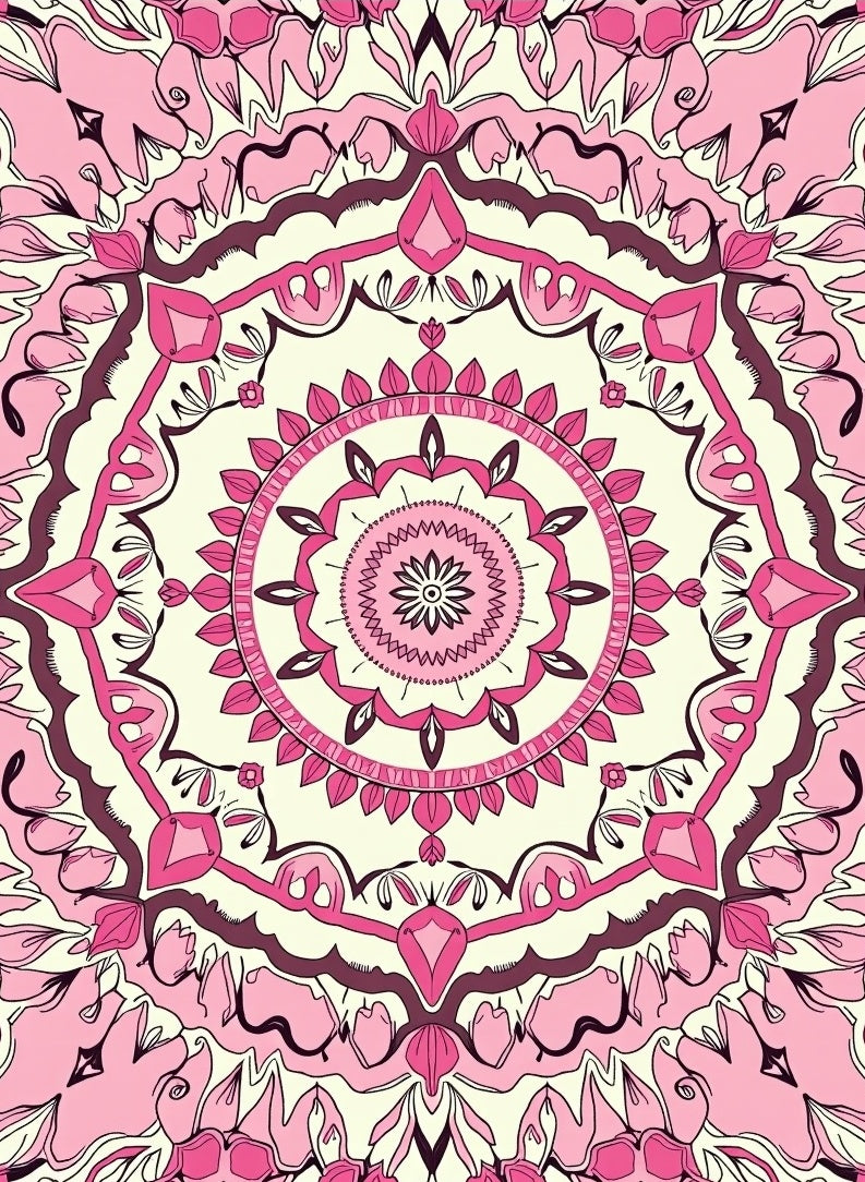 Pink Floral Mandala Design Rug