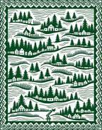 Forest Village Landscape Pattern Rug