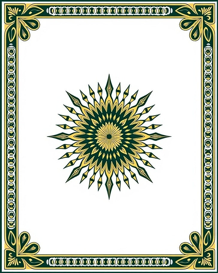 Exotic Sunburst Border Design Rug