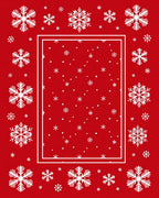 Festive Red White Snowflake Border Rug