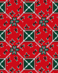 Red Green Floral Plaid Pattern Rug