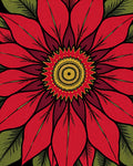 Radiant Red Flower Mandala Pattern Rug