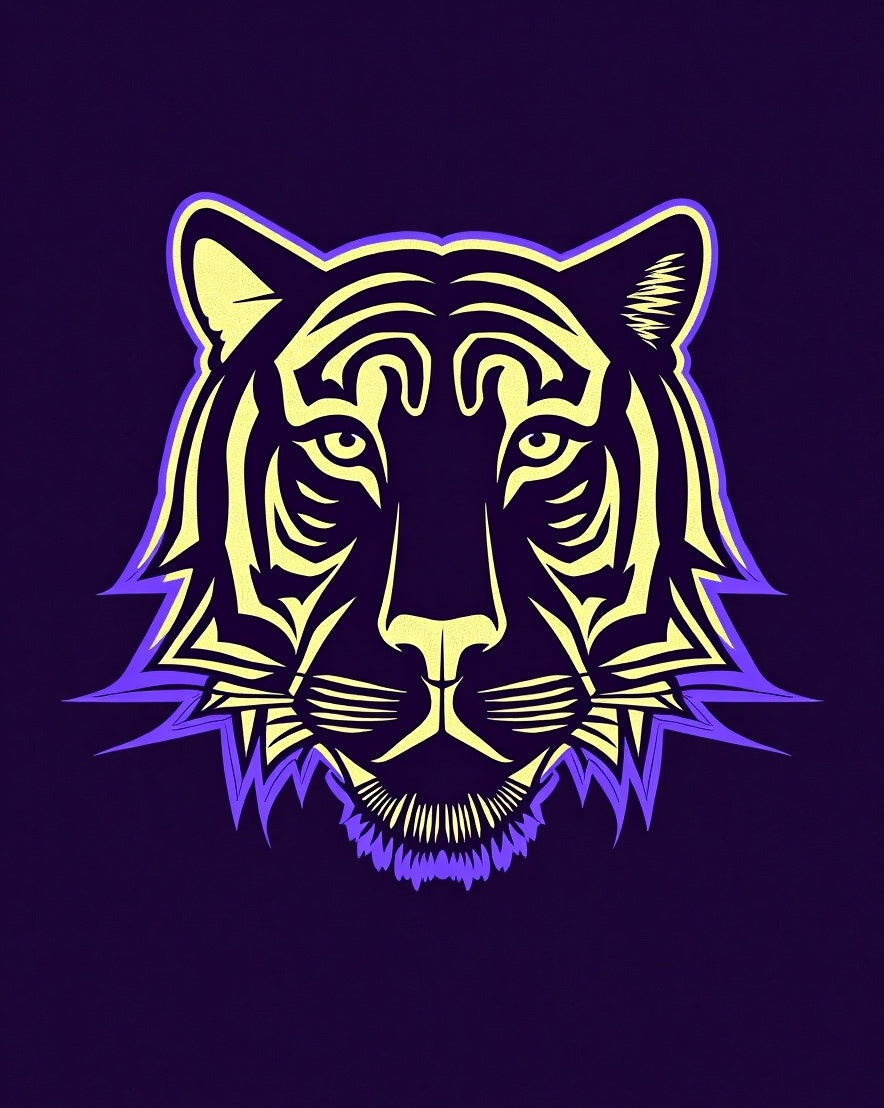 Bold Tiger Face Tribal Design Rug