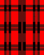 Bold Red Black Plaid Pattern Rug