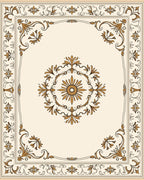 Ornate Gold Floral Scrollwork Rug