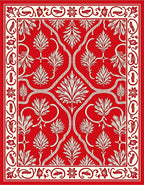 Classic Red White Floral Scroll Rug