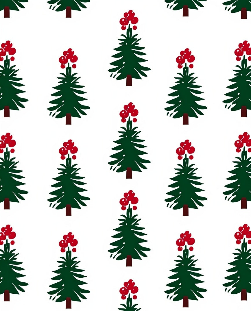 Evergreen Trees with Red Berries Rug