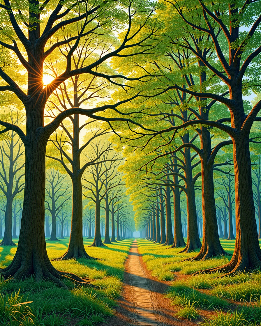 Enchanting Forest Path Sunbeam Rug