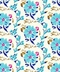 Floral Vining Patterned Blue Pink Rug